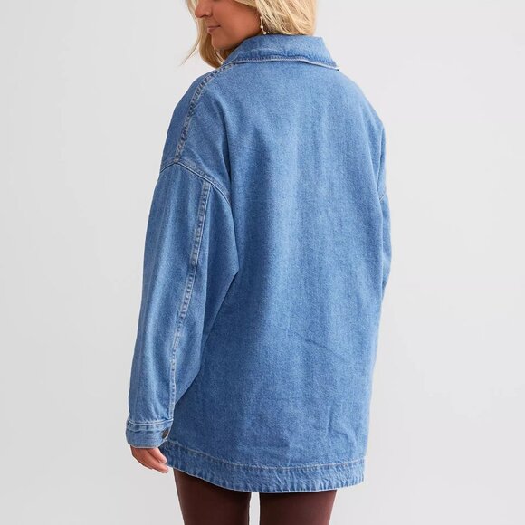 new FREE PEOPLE 100% Cotton Madison City Denim Jacket 6MS3 - Picture 3 of 9